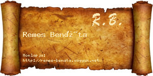 Remes Benáta névjegykártya